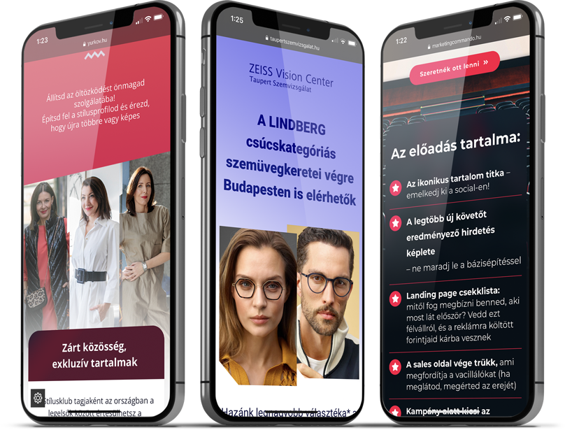 Mobil kompatibilis landing oldal